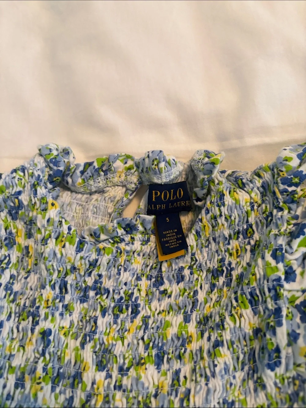 2x GUC Polo Ralph Lauren Girls' Blue Floral Smocked Dress - Size 5